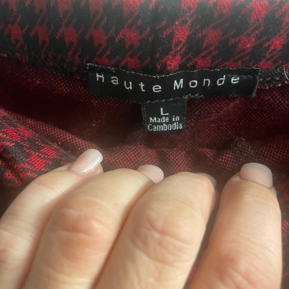 Haute Monde Like New Size L Houndstooth Faux Wrap Front Skirt that’s a Skort - Picture 7 of 7